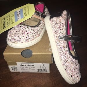 Candy Cane Glitter Party Mary Jane Tiny Toms